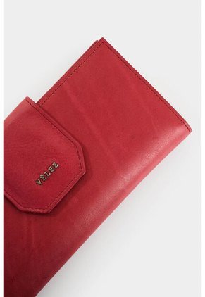 Billetera Porta Chequera De Cuero Para Mujer Jade Billetera Porta Chequera De Cuero Para Mujer Jade Rojo VÉLEZ