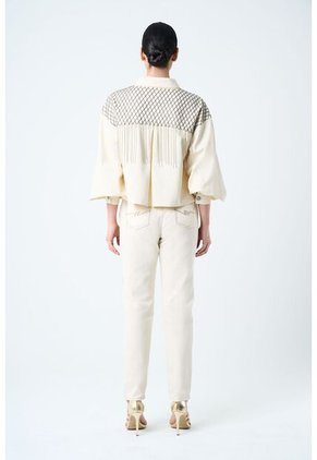 Chaqueta Alhena En Tejido Plano Para Mujer Bordado Millaré Chaqueta Alhena En Tejido Plano Para Mujer Bordado Millaré Crema M VÉLEZ