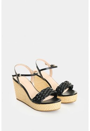 Sandalia Plataforma De Cuero Para Mujer Elia Sandalia Plataforma De Cuero Para Mujer Elia Negro 35 VÉLEZ