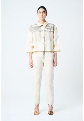 Chaqueta Alhena En Tejido Plano Para Mujer Bordado Millaré Chaqueta Alhena En Tejido Plano Para Mujer Bordado Millaré Crema M VÉLEZ