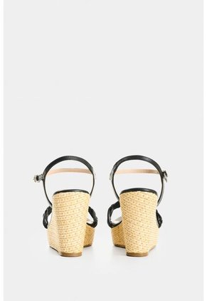 Sandalia Plataforma De Cuero Para Mujer Elia Sandalia Plataforma De Cuero Para Mujer Elia Negro 35 VÉLEZ