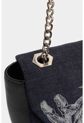 Manos Libres Mini Lili En Denim Y Cuero Para Mujer Bordado Manos Libres Mini Lili En Denim Y Cuero Para Mujer Bordado Azul Oscuro VÉLEZ