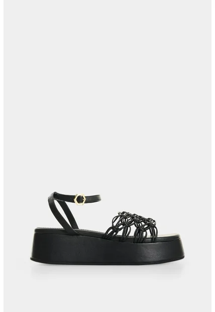 Sandalia Plataforma En Cuero Para Mujer Orquidea Sandalia Plataforma En Cuero Para Mujer Orquidea Negro 41 VÉLEZ