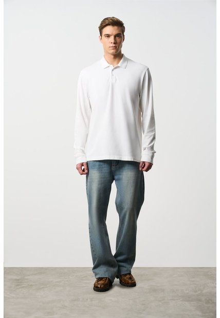 Polo Manga Larga En Algodón Para Hombre Nápoles Polo Manga Larga En Algodón Para Hombre Nápoles Blanco XL VÉLEZ