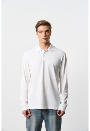 Polo Manga Larga En Algodón Para Hombre Nápoles Polo Manga Larga En Algodón Para Hombre Nápoles Blanco XL VÉLEZ