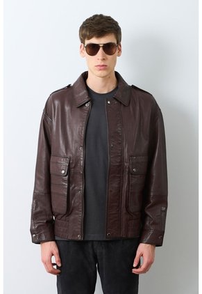 Chaqueta Bomber De Cuero Para Hombre Meridian Chaqueta Bomber De Cuero Para Hombre Meridian Cafe L VÉLEZ