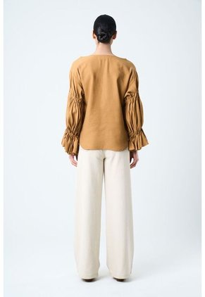 Camisa Herencia Para Mujer Manga Bolero Camisa Herencia Para Mujer Manga Bolero Ocre XS VÉLEZ