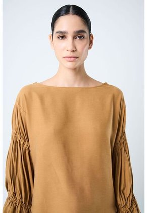 Camisa Herencia Para Mujer Manga Bolero Camisa Herencia Para Mujer Manga Bolero Ocre XS VÉLEZ