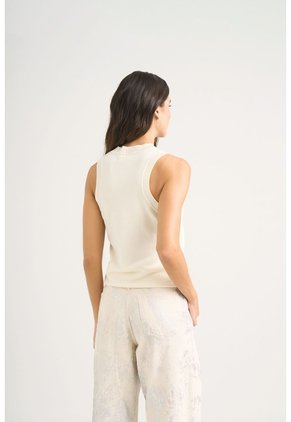 Top Tank Tejido Rectilíneo Para Mujer Manga Sisa Top Tank Tejido Rectilíneo Para Mujer Manga Sisa Crema L VÉLEZ