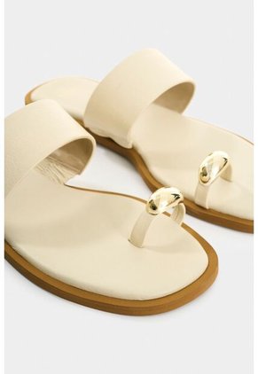 Sandalia Plana De Cuero Para Mujer Thala Sandalia Plana De Cuero Para Mujer Thala Beige 36 VÉLEZ