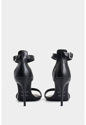 Sandalia Tacón Clavel De Cuero Para Mujer Amarre Al Tobillo Sandalia Tacón Clavel De Cuero Para Mujer Amarre Al Tobillo Negro 39 VÉLEZ