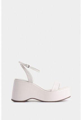 Sandalia Plataforma San Joaquin De Cuero Para Mujer Ajuste Al Tobillo Sandalia Plataforma San Joaquin De Cuero Para Mujer Ajuste Al Tobillo Blanco 35 VÉLEZ