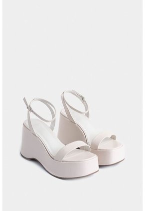 Sandalia Plataforma San Joaquin De Cuero Para Mujer Ajuste Al Tobillo Sandalia Plataforma San Joaquin De Cuero Para Mujer Ajuste Al Tobillo Blanco 35 VÉLEZ