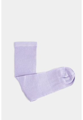 Calcetines Media Pierna De Algodón Con Jacquard Para Hombre Diseño Unicolor Calcetines Media Pierna De Algodón Con Jacquard Para Hombre Diseño Unicolor Lila XS VÉLEZ