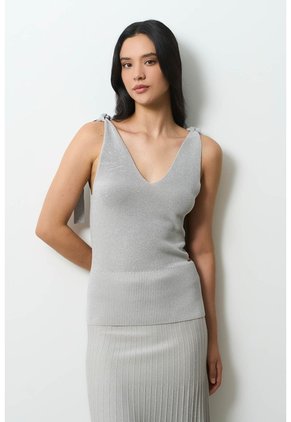 Top Tejido Ajustado Para Mujer Tritón Top Tejido Ajustado Para Mujer Tritón Gris S VÉLEZ