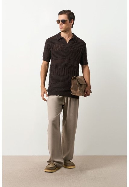 Polo Manga Corta En Tejiido Para Hombre Siloli Polo Manga Corta En Tejiido Para Hombre Siloli Cafe L VÉLEZ