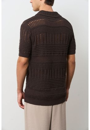 Polo Manga Corta En Tejiido Para Hombre Siloli Polo Manga Corta En Tejiido Para Hombre Siloli Cafe L VÉLEZ