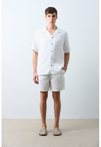 Camisa Manga Corta En Lino Para Hombre Málaga Camisa Manga Corta En Lino Para Hombre Málaga Blanco M VÉLEZ Vélez