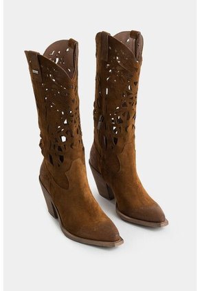 Botas Texanas Alisa De Cuero Para Mujer Detalles Perforados Botas Texanas Alisa De Cuero Para Mujer Detalles Perforados Miel 41 Vélez