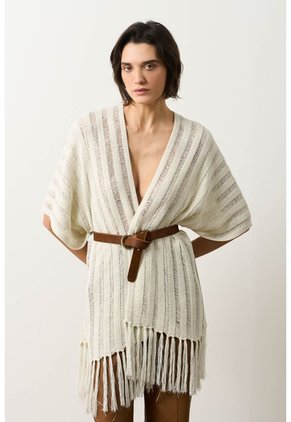 Cárdigan Tipo Poncho Tejido Para Mujer Quena Cárdigan Tipo Poncho Tejido Para Mujer Quena Crema L VÉLEZ