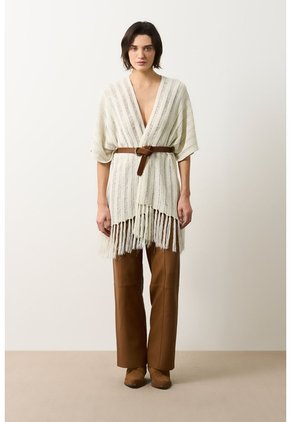 Cárdigan Tipo Poncho Tejido Para Mujer Quena Cárdigan Tipo Poncho Tejido Para Mujer Quena Crema L VÉLEZ