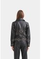 Biker Iris De Cuero Para Mujer Detalles Bordados Con Pedrería Biker Iris De Cuero Para Mujer Detalles Bordados Con Pedrería Negro S VÉLEZ de Vélez