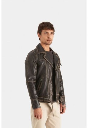 Chaqueta Biker Draco De Cuero Para Hombre Efecto Vintage Chaqueta Biker Draco De Cuero Para Hombre Efecto Vintage Gris L Vélez