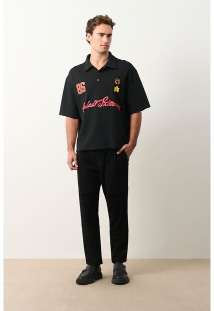 Polo Cropped En Algodón Para Hombre Primavera Polo Cropped En Algodón Para Hombre Primavera Negro S VÉLEZ