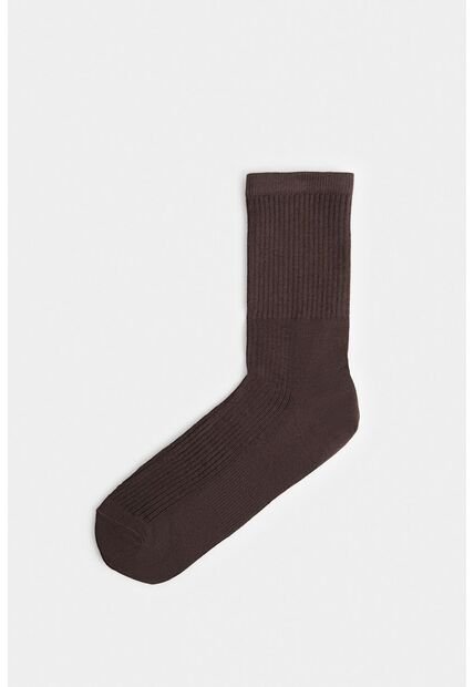 Calcetines Media Pierna De Algodón Con Jacquard Para Hombre Diseño Unicolor Calcetines Media Pierna De Algodón Con Jacquard Para Hombre Diseño Unicolor Cafe XS VÉLEZ