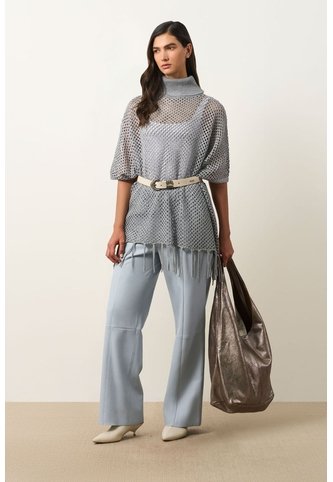 Poncho Lyra Tejido Para Mujer Flecos Poncho Lyra Tejido Para Mujer Flecos Gris M VÉLEZ Vélez