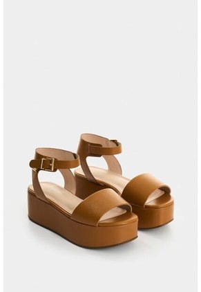 Sandalia Plataforma De Cuero Para Mujer Soren Sandalia Plataforma De Cuero Para Mujer Soren Miel 36 VÉLEZ