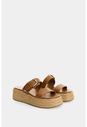Sandalia Plataforma En Cuero Y Yute Para Mujer Ikal Sandalia Plataforma En Cuero Y Yute Para Mujer Ikal Miel 35 VÉLEZ