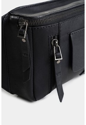 Riñonera Casual  Tacubade Cuero Vintage Negro Riñonera Casual  Tacubade Cuero Vintage Negro VÉLEZ