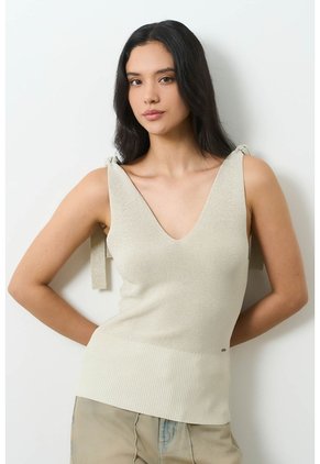 Top Tejido Ajustado Para Mujer Tritón Top Tejido Ajustado Para Mujer Tritón Crema XL VÉLEZ