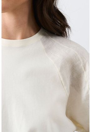 Camiseta En Lino Y Tejido De Punto Para Mujer Gael Camiseta En Lino Y Tejido De Punto Para Mujer Gael Crema L VÉLEZ