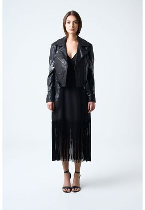 Chaqueta Biker Para Mujer Bordado Metalizado Chaqueta Biker Para Mujer Bordado Metalizado Negro S VÉLEZ