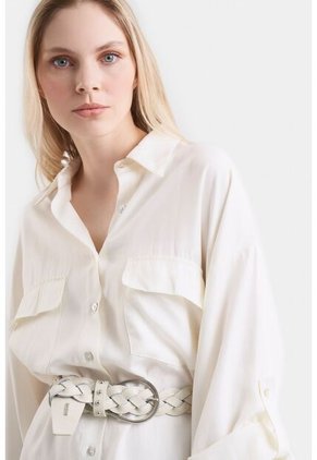 Camisa Maxi Misolis En Tejido Plano Para Mujer Efecto Diagonal Camisa Maxi Misolis En Tejido Plano Para Mujer Efecto Diagonal Blanco S Vélez