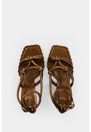 Sandalia Tacón De Cuero Para Mujer Ocaso Sandalia Tacón De Cuero Para Mujer Ocaso Bronce 41 VÉLEZ