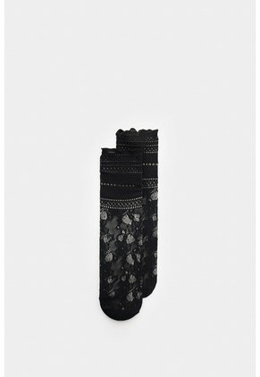 Calcetín Largo En Encaje Para Mujer Icaro Calcetín Largo En Encaje Para Mujer Icaro Negro XS VÉLEZ
