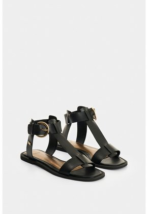 Sandalia Plana En Cuero Para Mujer Paracas Sandalia Plana En Cuero Para Mujer Paracas Negro 35 VÉLEZ