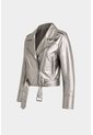 Chaqueta Biker Thaila De Cuero Para Mujer Acabado Metalizado Chaqueta Biker Thaila De Cuero Para Mujer Acabado Metalizado Plata L VÉLEZ de Vélez