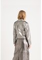 Chaqueta Biker Thaila De Cuero Para Mujer Acabado Metalizado Chaqueta Biker Thaila De Cuero Para Mujer Acabado Metalizado Plata L VÉLEZ de Vélez