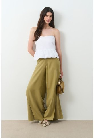 Pantalón Palazzo Soren Para Mujer Silueta Holgada Pantalón Palazzo Soren Para Mujer Silueta Holgada Verde Oliva 12 VÉLEZ Vélez