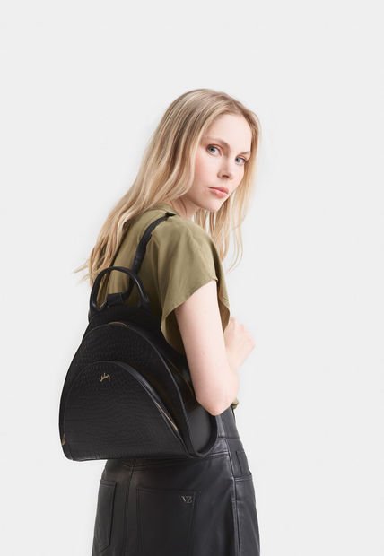 Morral Stefano De Cuero Grabado Negro Morral De Cuero Grabado Negro Vélez