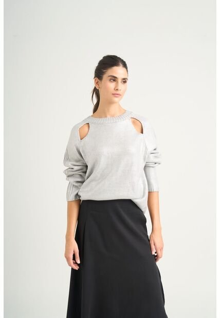 Sweater Star En Tejido Rectilíneo Para Mujer Efecto Metalizado Sweater Star En Tejido Rectilíneo Para Mujer Efecto Metalizado Gris XS VÉLEZ