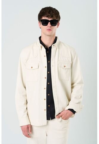 Sobrecamisa Manga Larga Elon Para Hombre Semi Fitted Sobrecamisa Manga Larga Elon Para Hombre Semi Fitted Crema L VÉLEZ Vélez