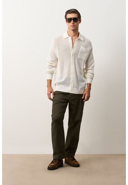 Camisa Manga Larga Tejida De Hombre Ica Camisa Manga Larga Tejida De Hombre Ica Crema XXL VÉLEZ