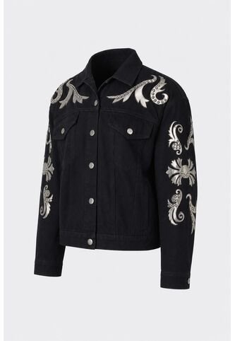 Chaqueta Trucker En Denim Y Cuero Para Mujer Soren Chaqueta Trucker En Denim Y Cuero Para Mujer Soren Negro XL VÉLEZ Vélez
