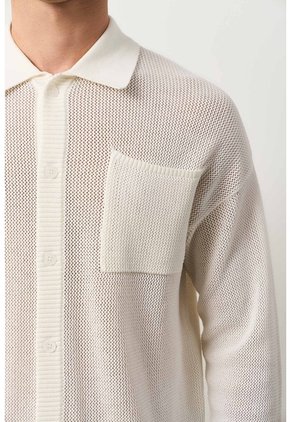 Camisa Manga Larga Tejida De Hombre Ica Camisa Manga Larga Tejida De Hombre Ica Crema XXL VÉLEZ