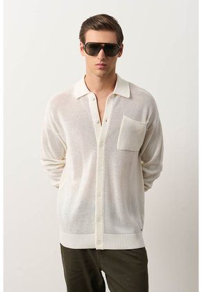 Camisa Manga Larga Tejida De Hombre Ica Camisa Manga Larga Tejida De Hombre Ica Crema XXL VÉLEZ